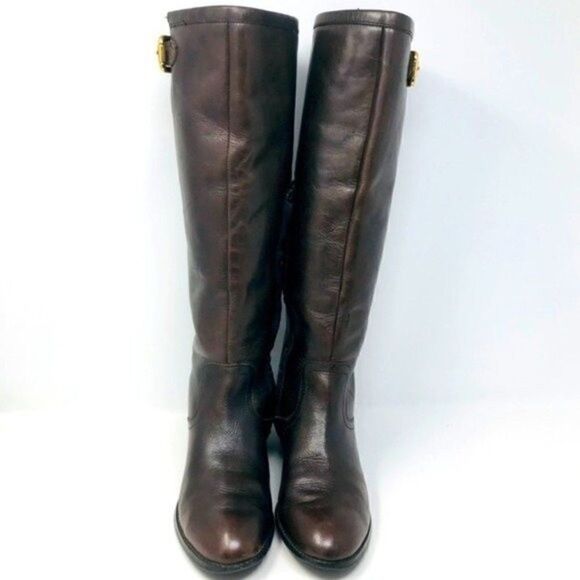 Ralph Lauren tall riding boots brown leather 6.5M equestrian - Picture 2 of 8